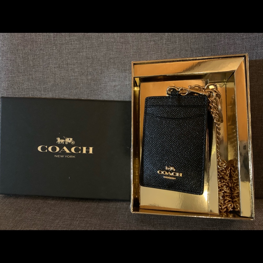 Coach Crossgrain Leather Glitter Boxed Lanyard Set